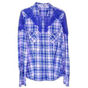 Guess Los Angeles Purple Cowgirl Plaid Alva Shirt Small